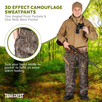 TrailCrest by Treel Men's Open Bottom Cotton Blend Cozy Sweatpants with 3 Pockets Yoga Lounge Hunting