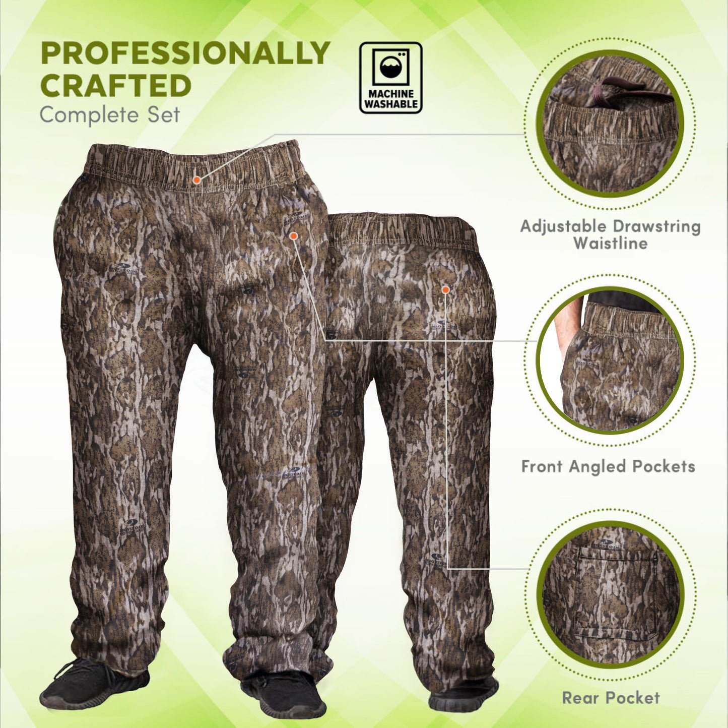 TrailCrest by Treel Men's Open Bottom Cotton Blend Cozy Sweatpants with 3 Pockets Yoga Lounge Hunting