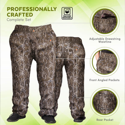TrailCrest by Treel Men's Open Bottom Cotton Blend Cozy Sweatpants with 3 Pockets Yoga Lounge Hunting