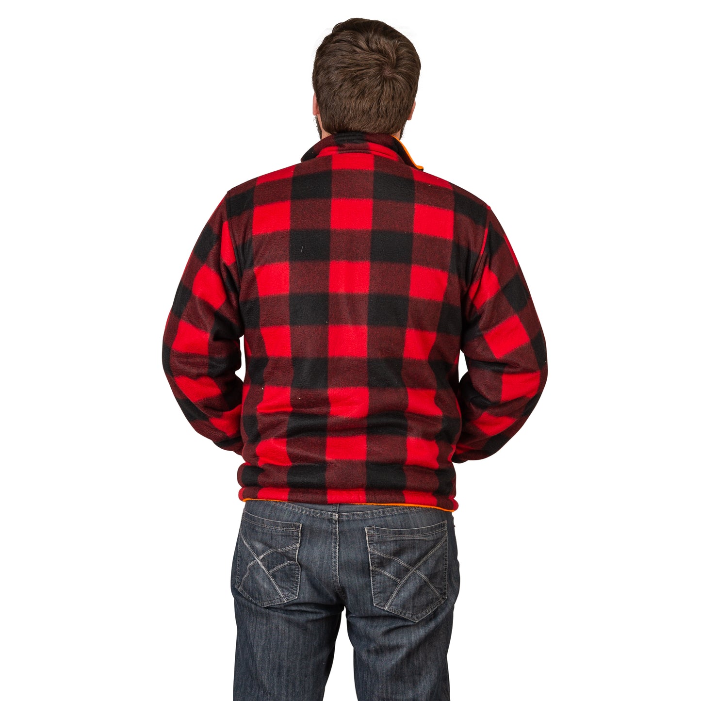 TrailCrest by Treel Men's Buffalo Plaid & Safety Blaze Orange Reversible Outdoorsman Workwear Jacket