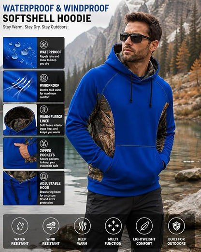 TrailCrest by Treel Men's Slim Fit Lightweight Waterproof & Windproof Softshell Hoodie Sweatshirt Jacket