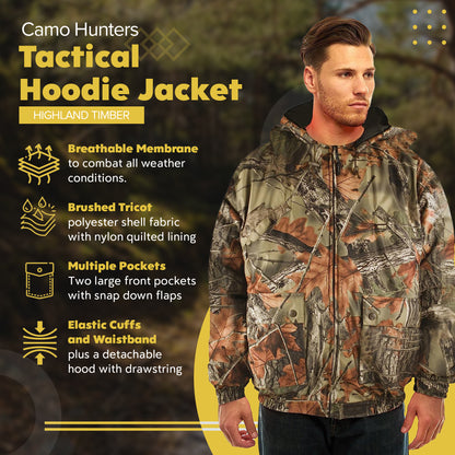 TrailCrest by Treel Men's Tactical Jacket - Insulated & Waterproof Warm Camo Hunting Coat