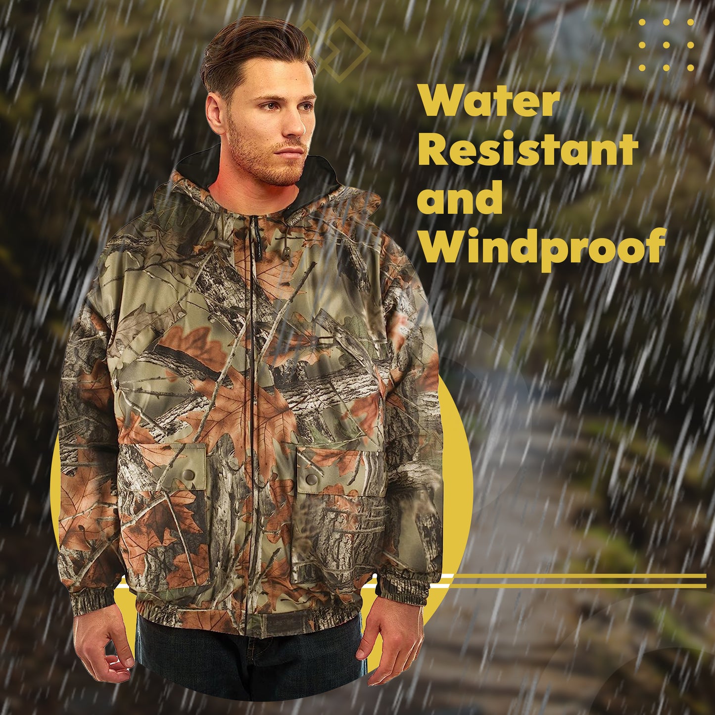 TrailCrest by Treel Men's Tactical Jacket - Insulated & Waterproof Warm Camo Hunting Coat