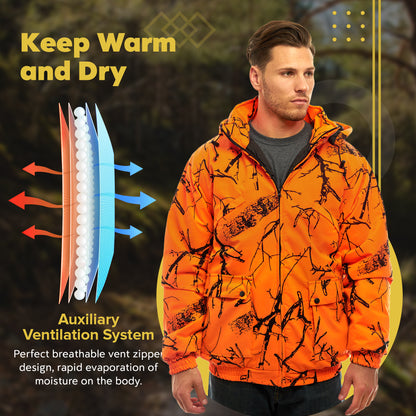 TrailCrest by Treel Men's Safety Blaze Orange Insulated & Waterproof Tanker Jacket