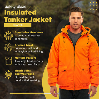 TrailCrest by Treel Men's Safety Blaze Orange Insulated & Waterproof Tanker Jacket