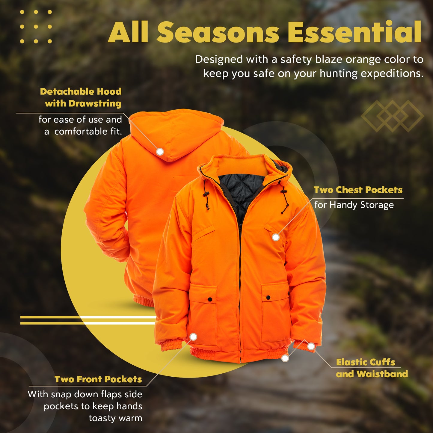 TrailCrest by Treel Men's Safety Blaze Orange Insulated & Waterproof Tanker Jacket