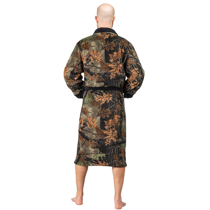 TrailCrest by Treel Men's Camo Polar Fleece Plush Bathrobe - with Shawl Collar