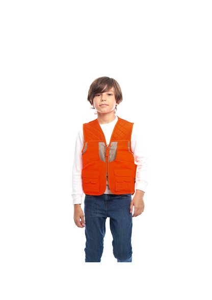 TrailCrest by Treel Kid's Upland Delue Blaze Orange Safety Front Loader High Visibility Vest