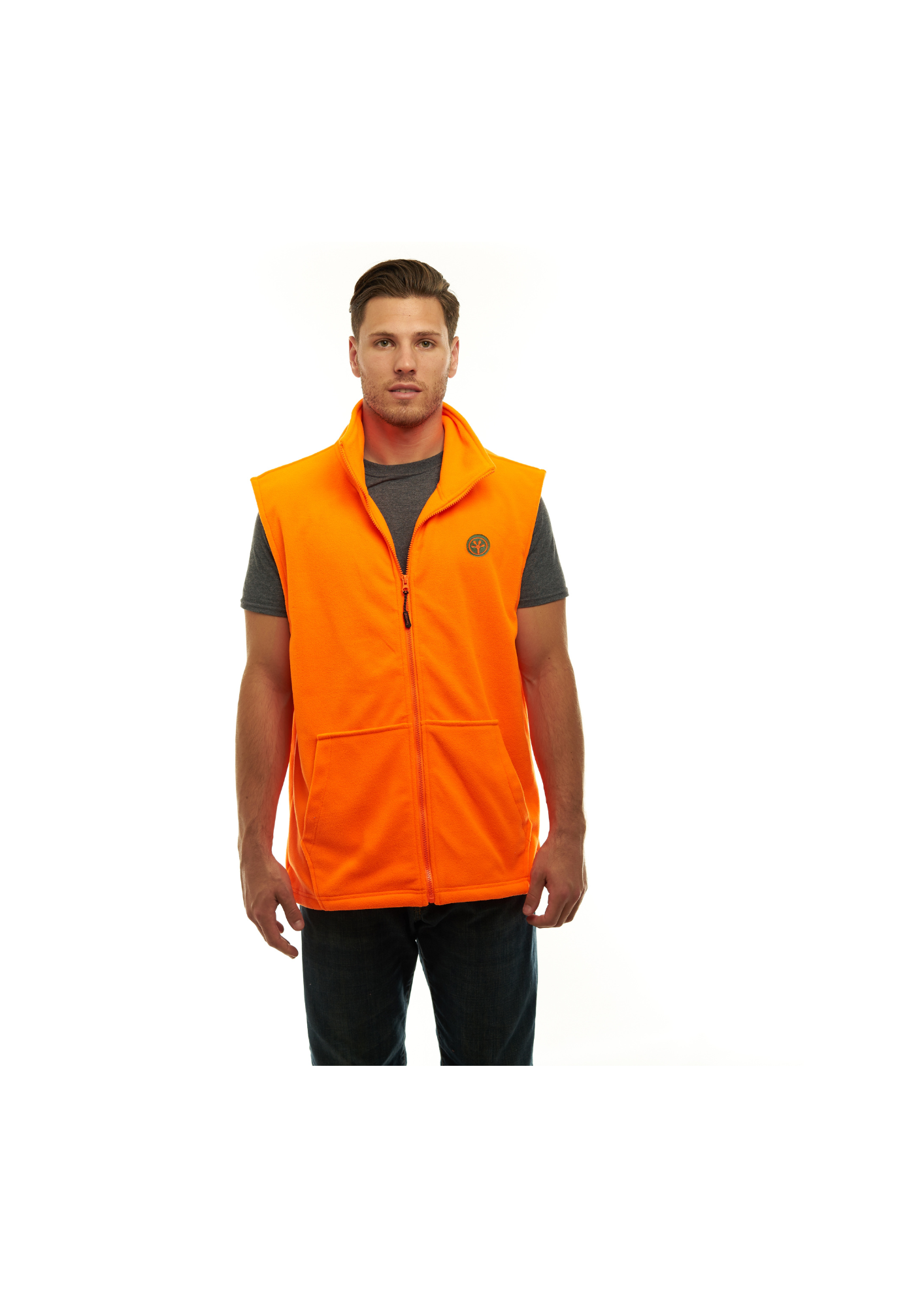 TrailCrest by Treel Men's Fleece Safety Blaze Orange High Visibility Hunting Vest