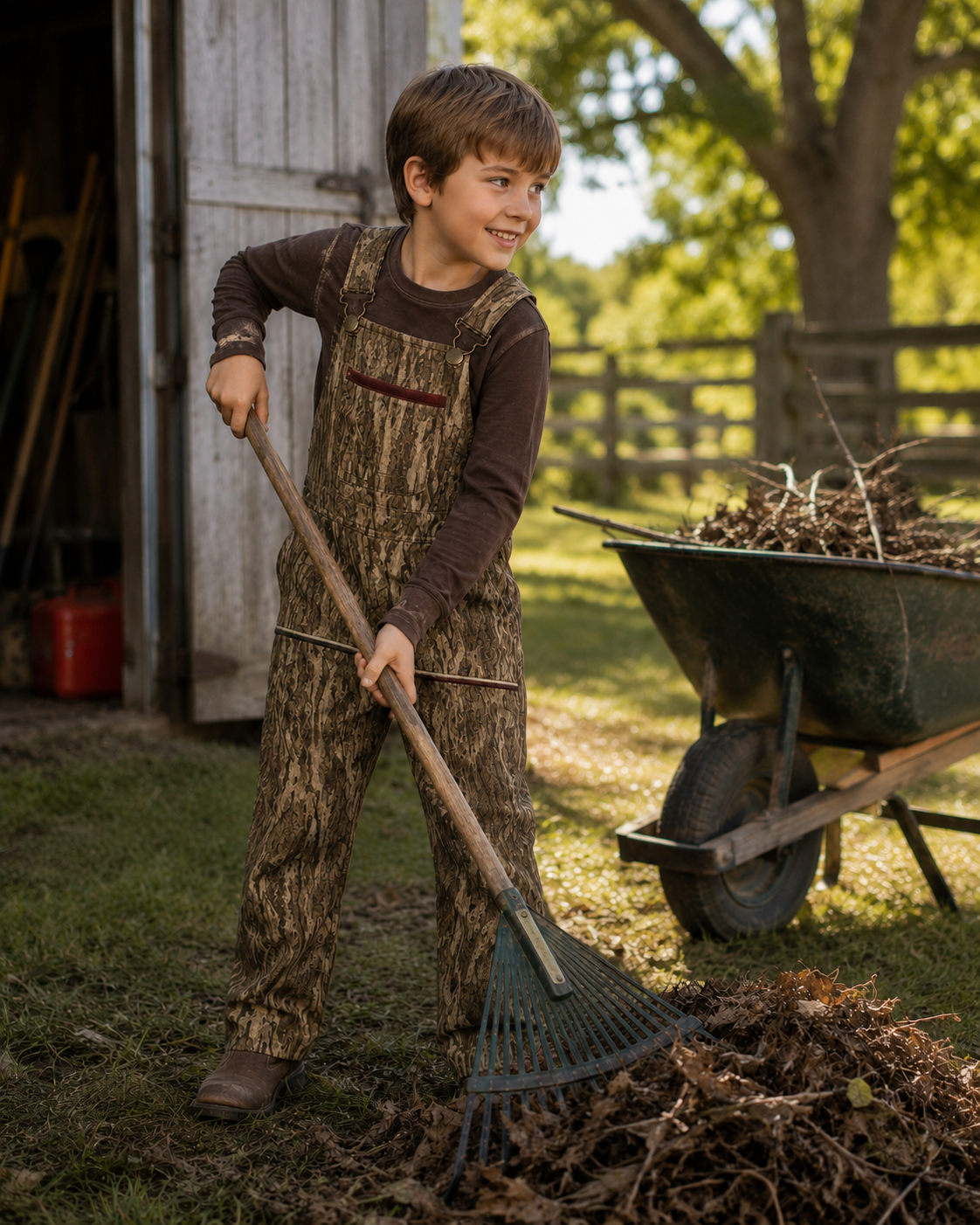 Kids Mossy Oak Country Roots / Bottomland Camo Cotton Bib Overall