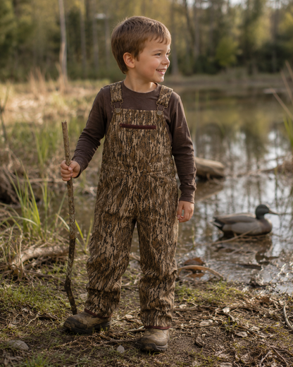 Kids Mossy Oak Country Roots / Bottomland Camo Cotton Bib Overall
