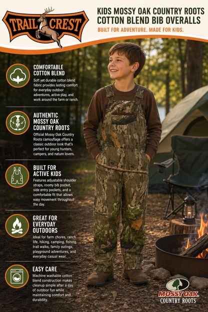 Kids Mossy Oak Country Roots / Bottomland Camo Cotton Bib Overall