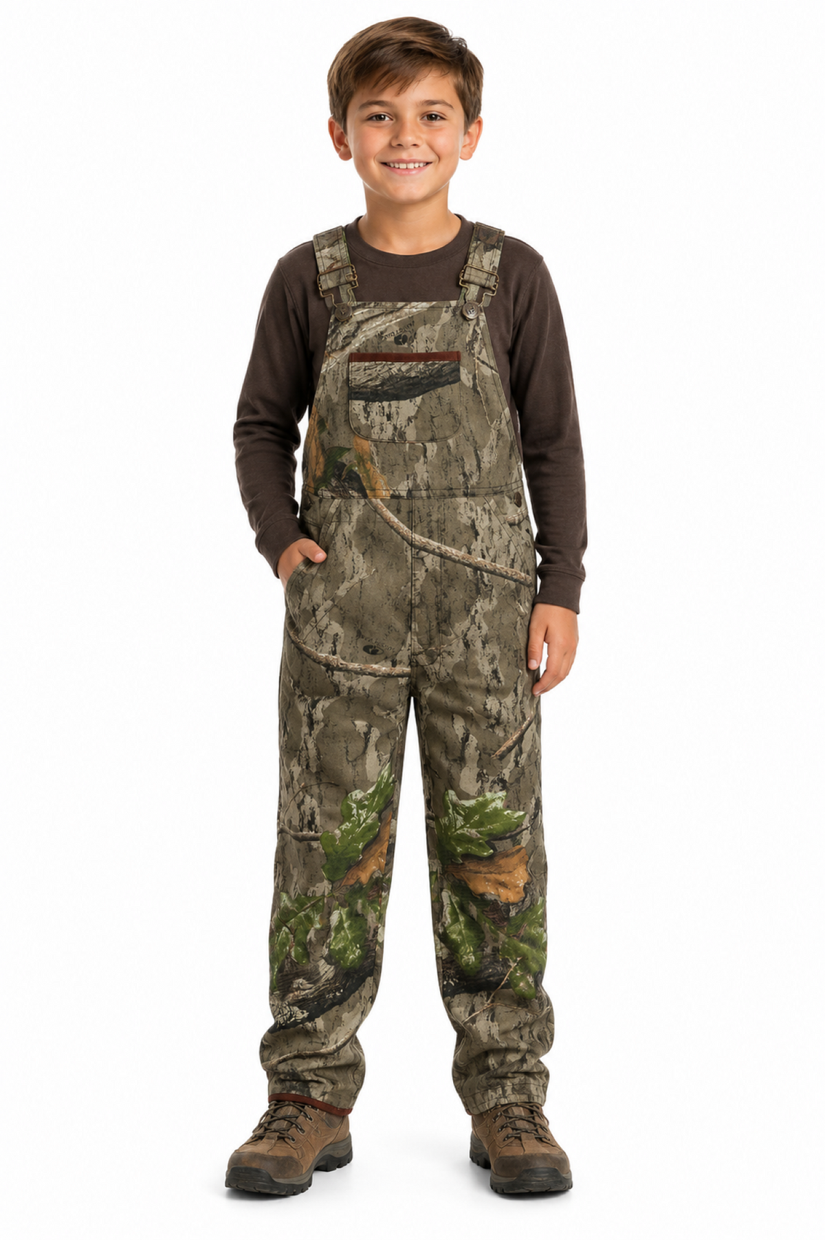 Kids Mossy Oak Country Roots / Bottomland Camo Cotton Bib Overall