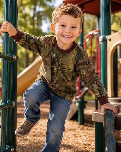 TrailCrest by Treel Toddler Long Sleeve Crew Neck Camo Cotton T-Shirt