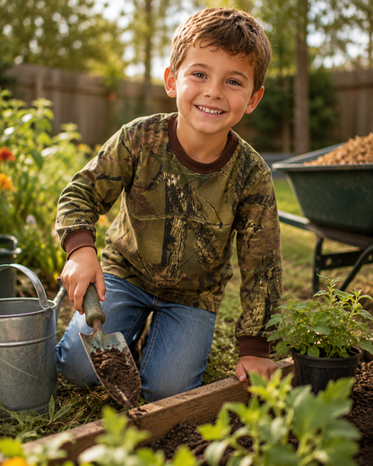 TrailCrest by Treel Toddler Long Sleeve Crew Neck Camo Cotton T-Shirt