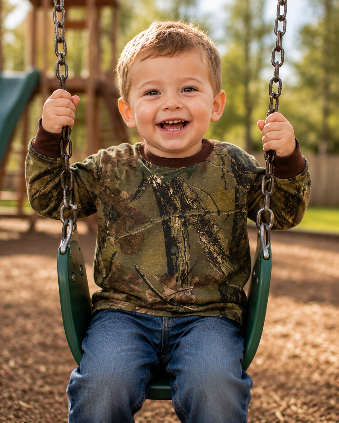 TrailCrest by Treel Toddler Long Sleeve Crew Neck Camo Cotton T-Shirt