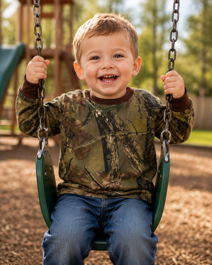 TrailCrest by Treel Toddler Long Sleeve Crew Neck Camo Cotton T-Shirt