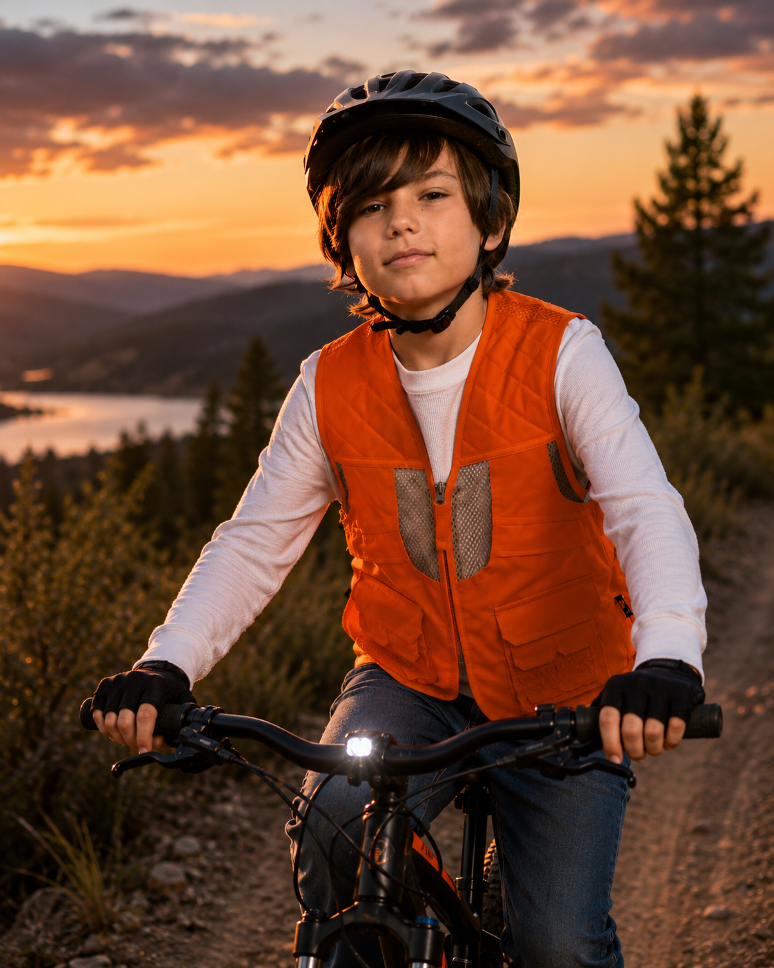TrailCrest by Treel Kid's Upland Delue Blaze Orange Safety Front Loader High Visibility Vest