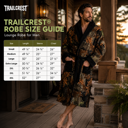 TrailCrest by Treel Men's Camo Polar Fleece Plush Bathrobe - with Shawl Collar