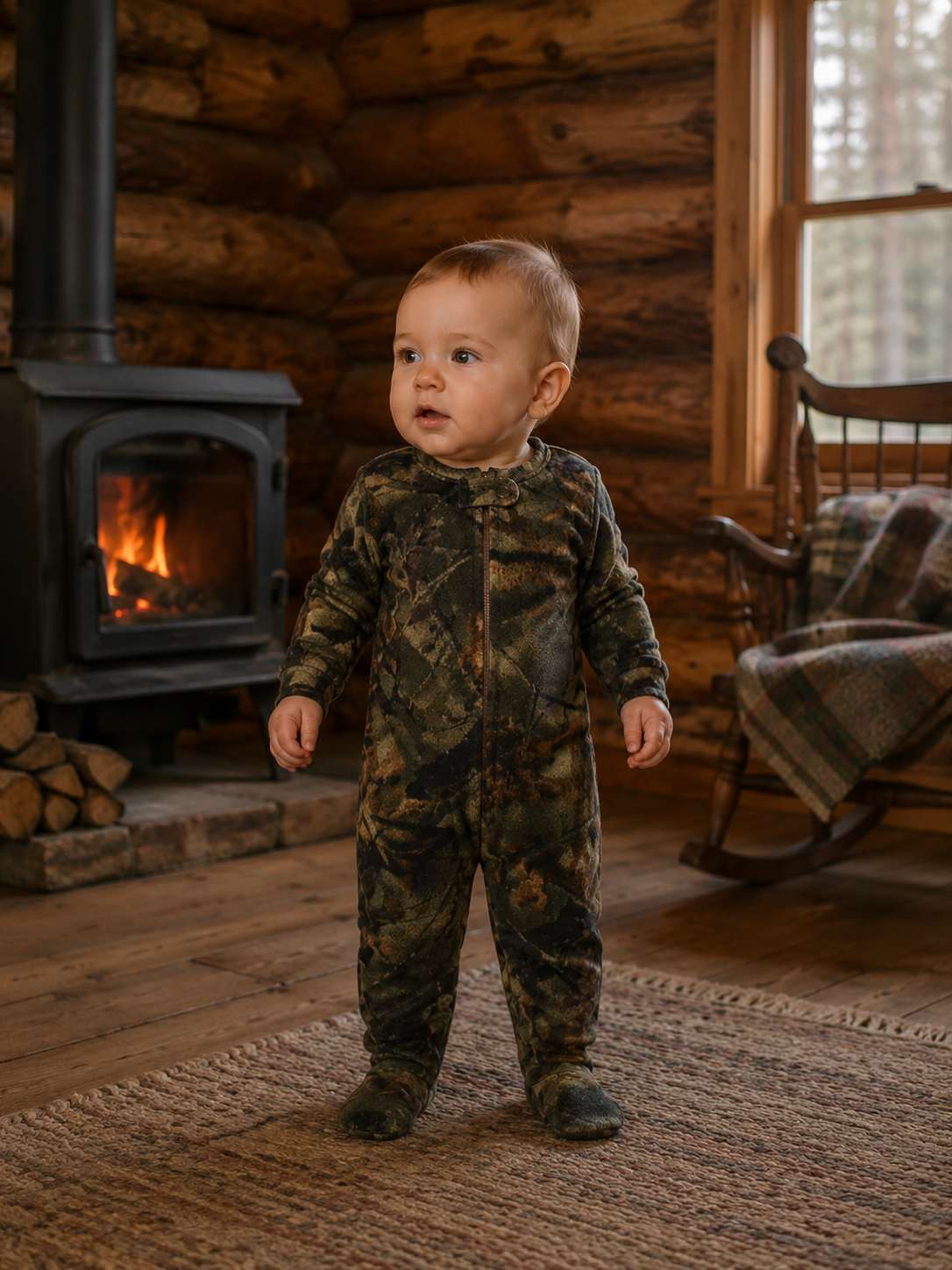 TrailCrest by Treel Infant Camo One Piece Play Footie Fleece Crawler