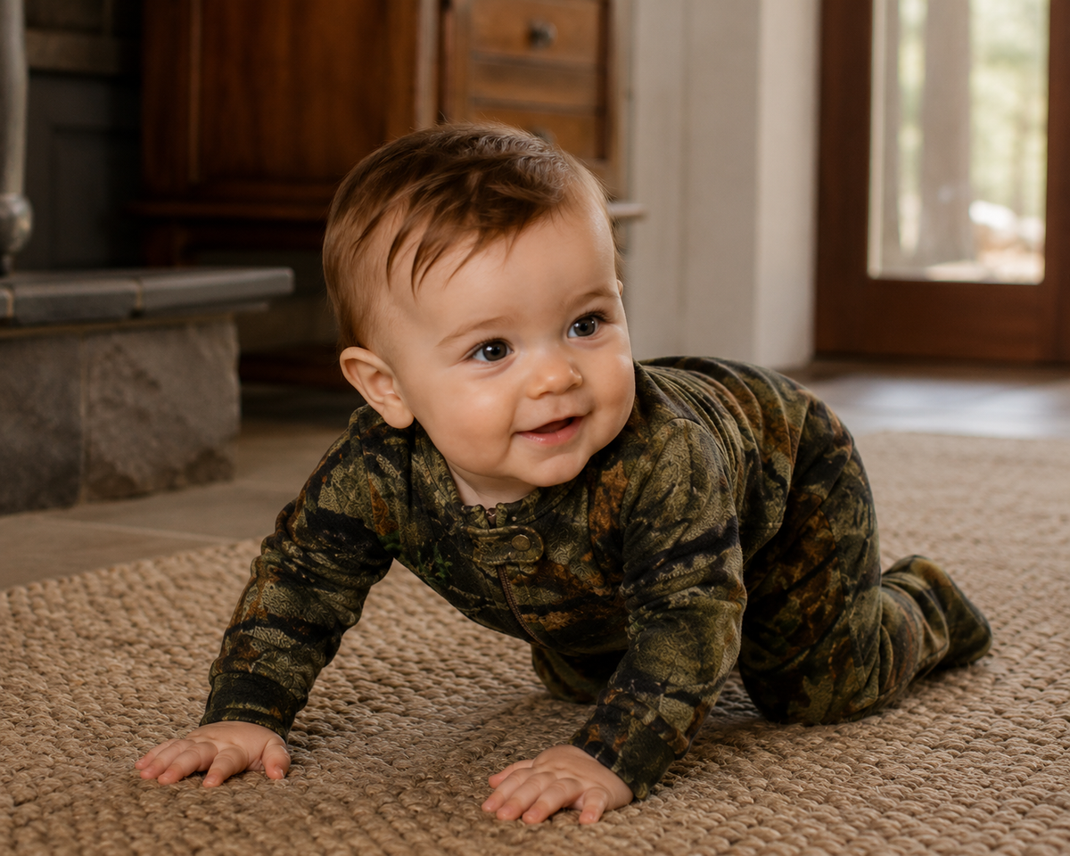 TrailCrest by Treel Infant Camo One Piece Play Footie Fleece Crawler