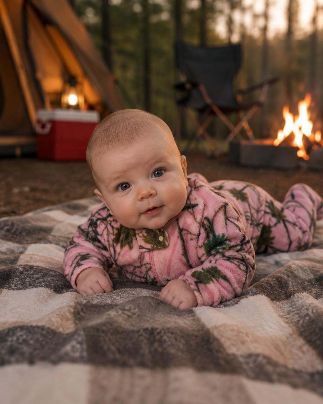 TrailCrest by Treel Infant Camo One Piece Play Footie Fleece Crawler