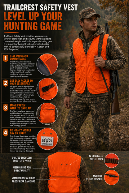 TrailCrest Men's Safety Front Loader High Visibility Vest