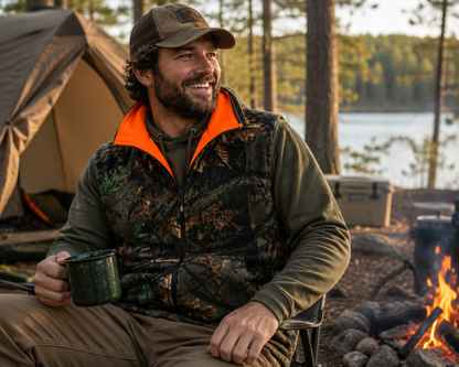 TrailCrest by Treel Men's Reversible Buffalo Red Plaid & Safety Blaze Orange Outdoorsman Workwear Vest