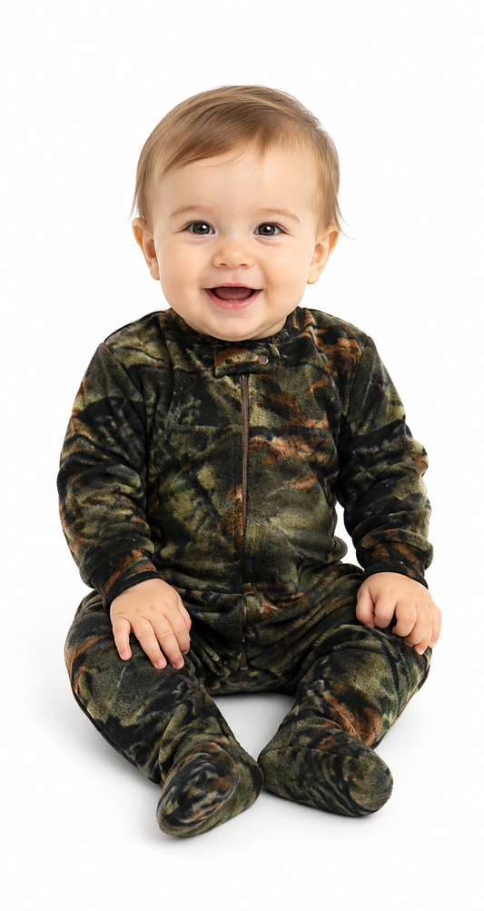 TrailCrest by Treel Infant Camo One Piece Play Footie Fleece Crawler
