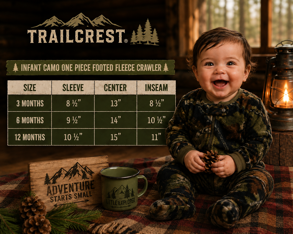 TrailCrest by Treel Infant Camo One Piece Play Footie Fleece Crawler