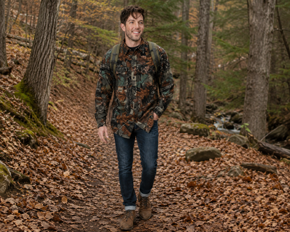 TrailCrest by Treel Mens Camo Fleece Button Up Hunting Shirt