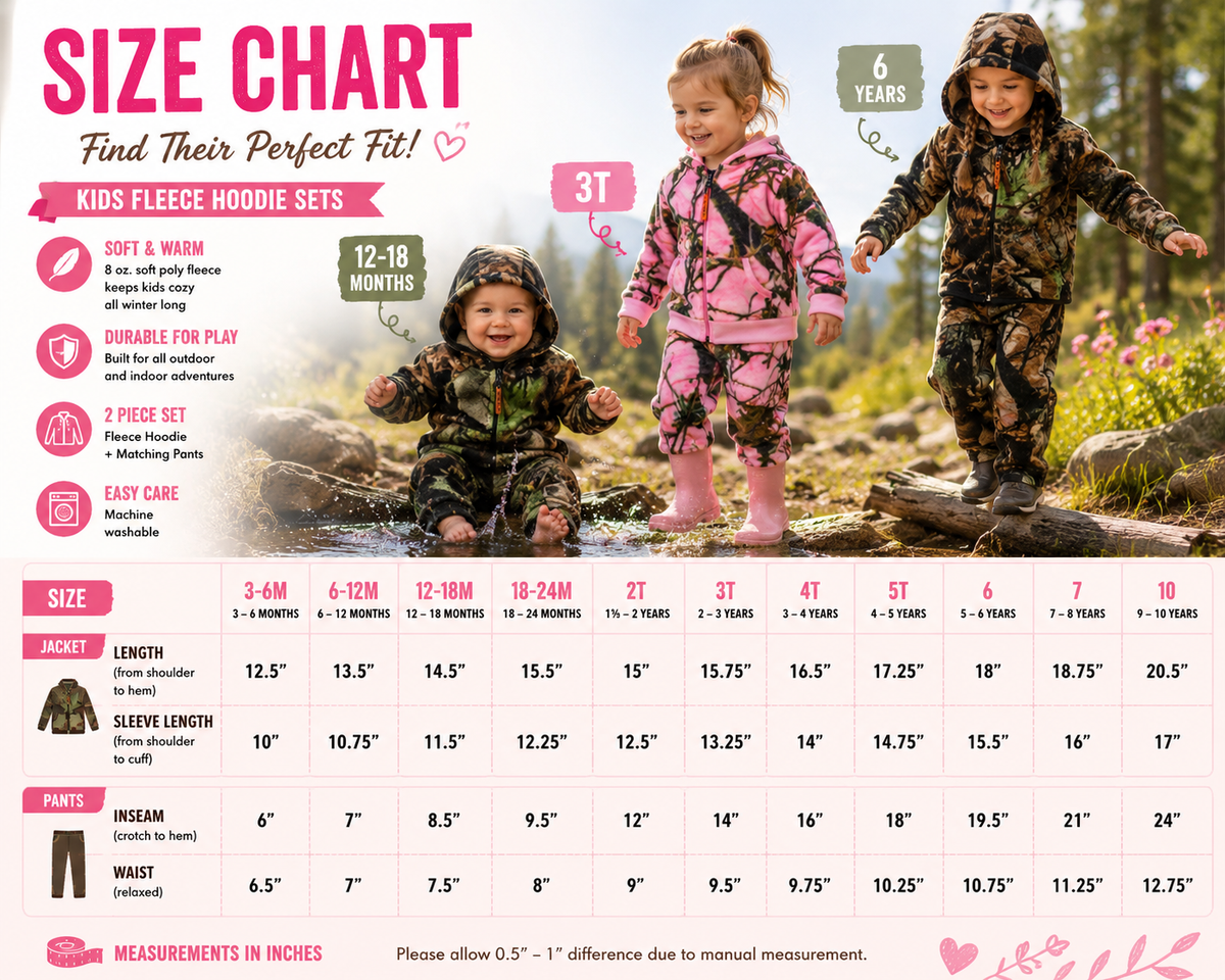 TrailCrest by Treel Infant-Toddler Camo Full Zip Hoodie Sweatshirt Fleece Jacket & Pants Set