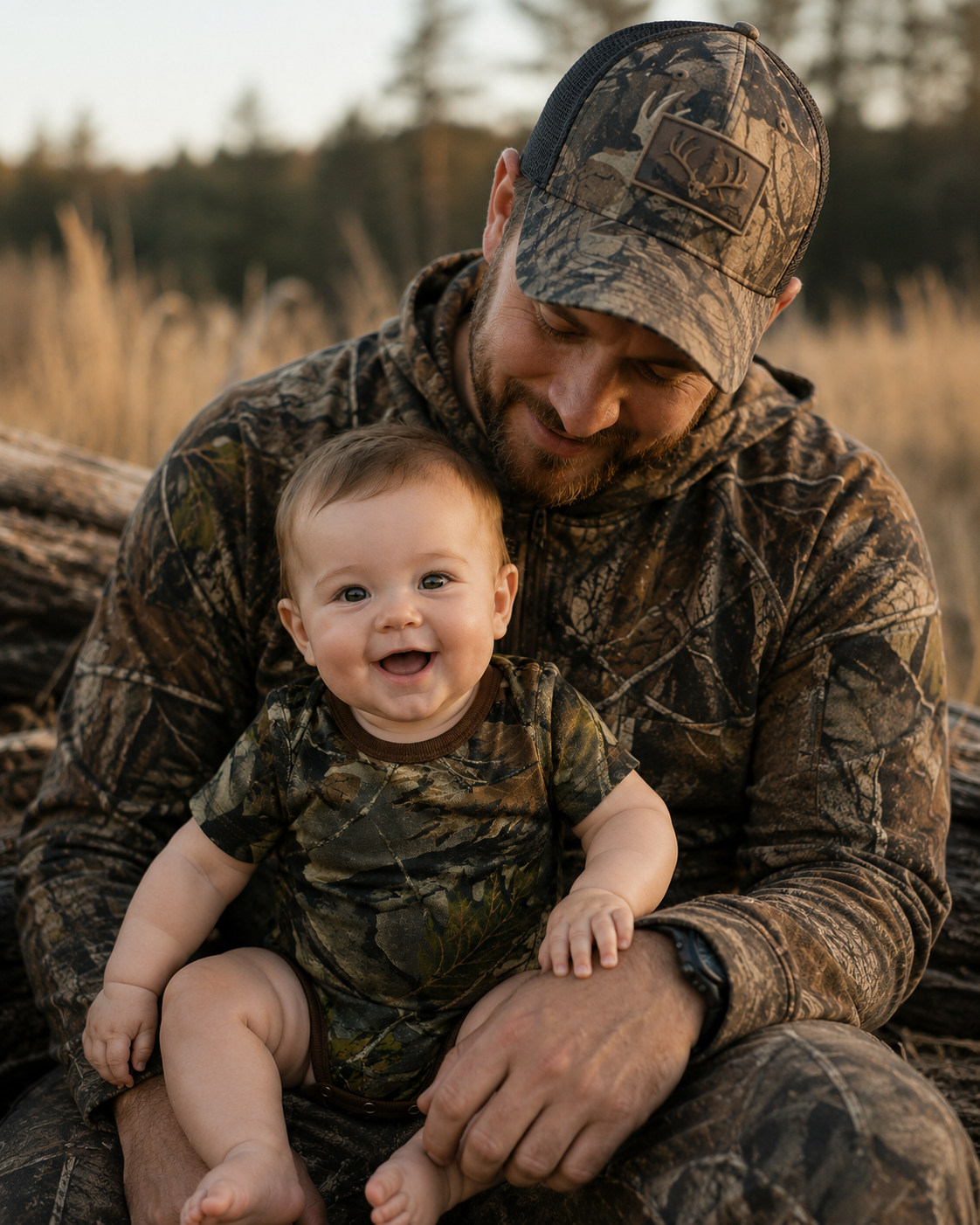 TrailCrest by Treel Newborn Baby Infant Camo Undershirt- Short Sleeve Romper Bodysuit