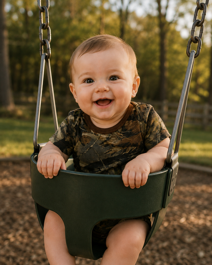 TrailCrest by Treel Newborn Baby Infant Camo Undershirt- Short Sleeve Romper Bodysuit