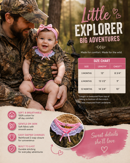 TrailCrest by Treel Newborn Baby Infant Camo Undershirt- Short Sleeve Romper Bodysuit