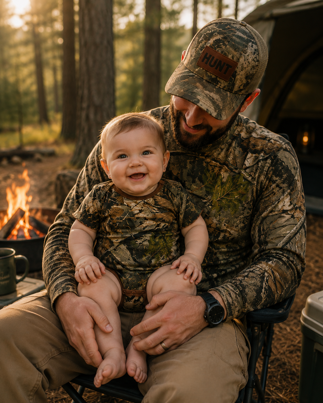 TrailCrest by Treel Newborn Baby Infant Camo Undershirt- Short Sleeve Romper Bodysuit