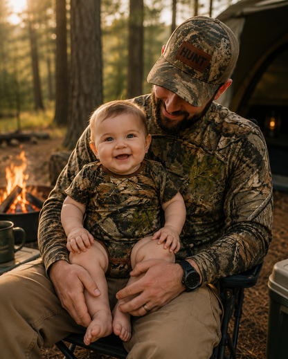TrailCrest by Treel Newborn Baby Infant Camo Undershirt- Short Sleeve Romper Bodysuit