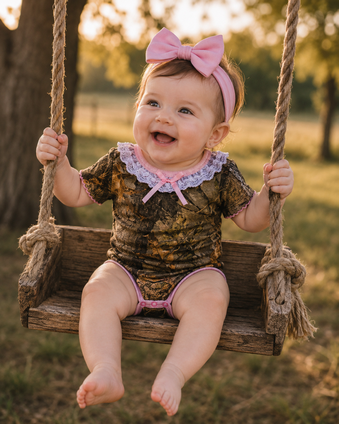 TrailCrest by Treel Newborn Baby Infant Camo Undershirt- Short Sleeve Romper Bodysuit