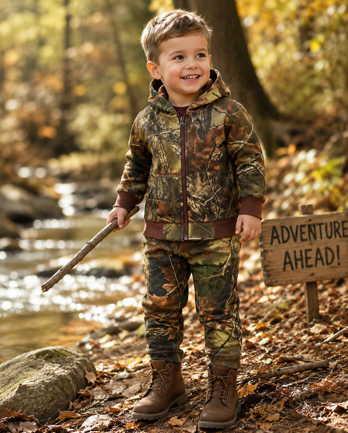 TrailCrest by Treel Infant - Toddler Cotton Camo Full Zip Hoodie Sweatshirt Jacket & Pants Set Tracksuit