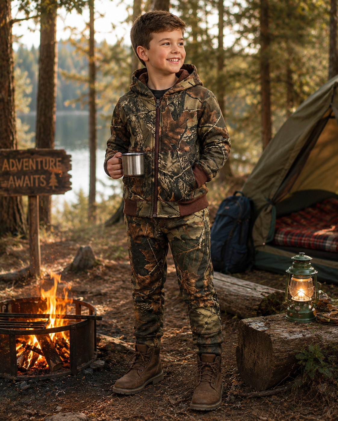 TrailCrest by Treel Infant - Toddler Cotton Camo Full Zip Hoodie Sweatshirt Jacket & Pants Set Tracksuit