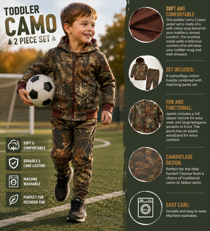 TrailCrest by Treel Infant - Toddler Cotton Camo Full Zip Hoodie Sweatshirt Jacket & Pants Set Tracksuit