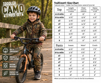 TrailCrest by Treel Infant - Toddler Cotton Camo Full Zip Hoodie Sweatshirt Jacket & Pants Set Tracksuit