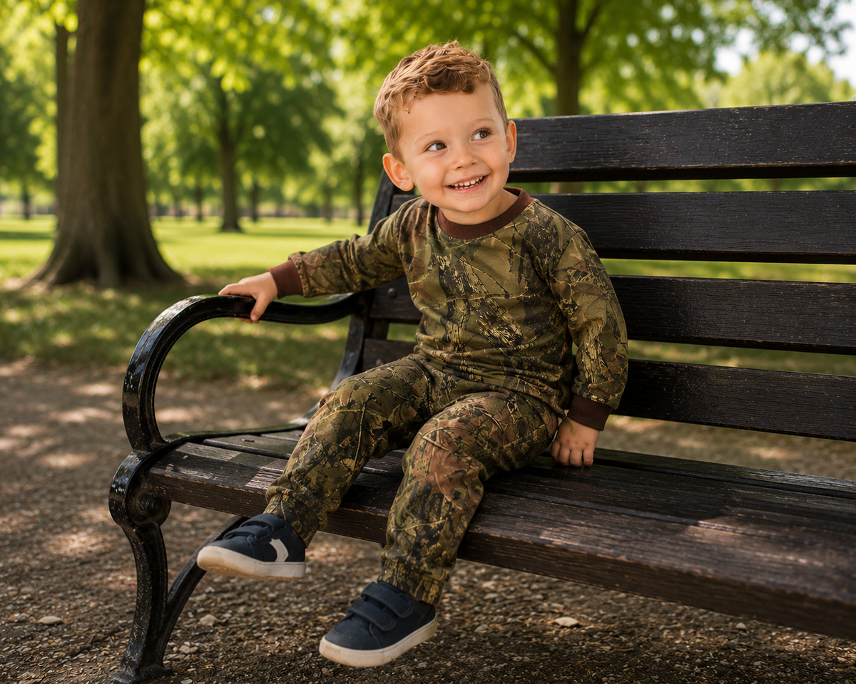 Trailcrest by Treel Infant-Toddler Cotton Camo Long Sleeve T-Shirt and Long Pants Set