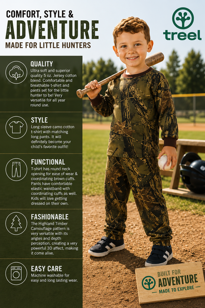 Trailcrest by Treel Infant-Toddler Cotton Camo Long Sleeve T-Shirt and Long Pants Set