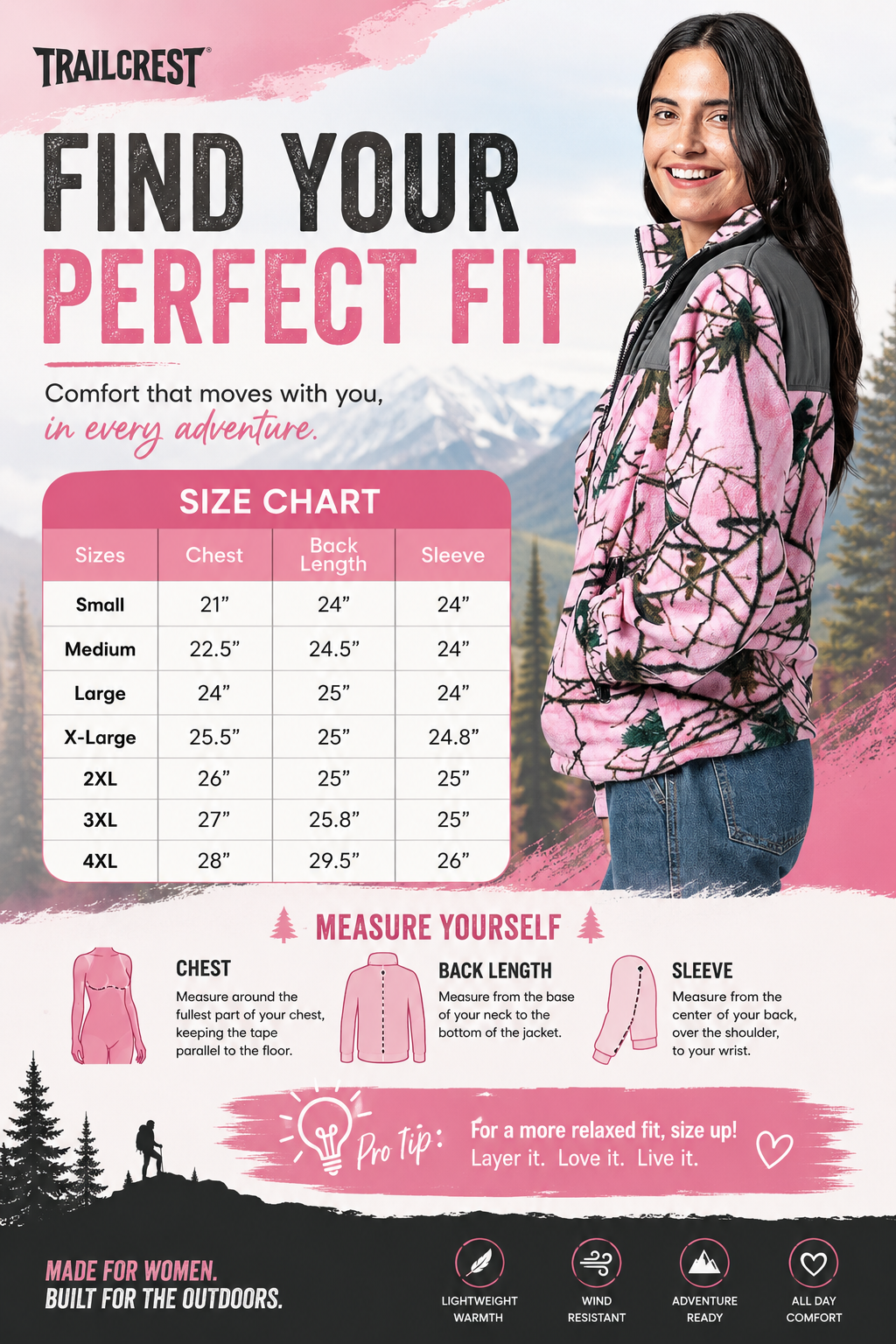 TrailCrest by Treel Women's Classic Fit Polar Soft Fleece Full Zip Up Jacket