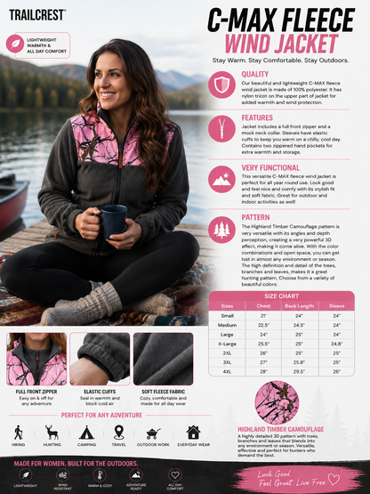 TrailCrest by Treel Women's Classic Fit Polar Soft Fleece Full Zip Up Jacket