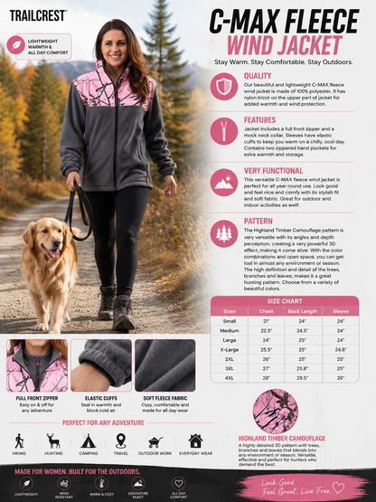 TrailCrest by Treel Women's Classic Fit Polar Soft Fleece Full Zip Up Jacket