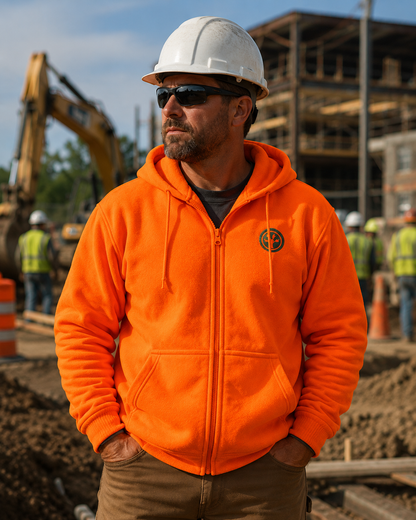 TrailCrest by Treel Chambliss Full Zip Safety Blaze Orange Sweatshirt Hoody