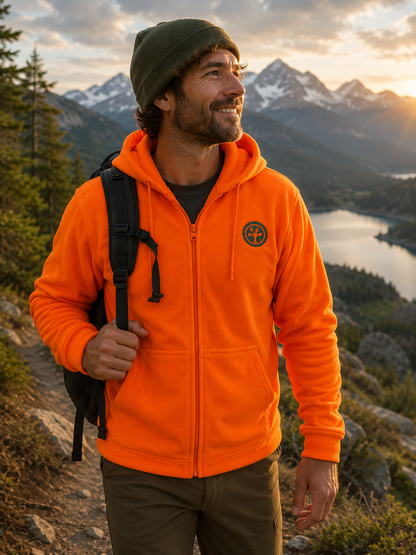 TrailCrest by Treel Chambliss Full Zip Safety Blaze Orange Sweatshirt Hoody