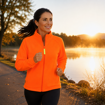 TrailCrest by Treel Women's Semi-Fitted Blaze Orange Full Zip 12 Oz. Fleece Jacket